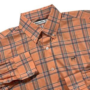 Southern Point Co Button Down Shirt Mens Small Orange Plaid Long Sleeve Cotton
